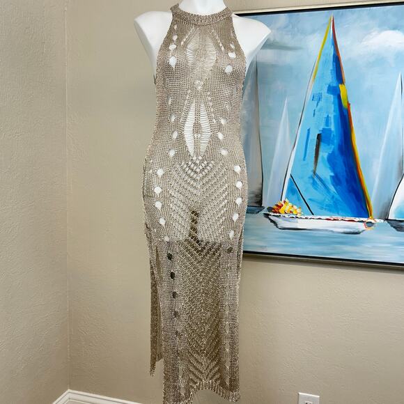 Muche et Muchette Crochet Cover Up Metallic Gold one size - Picture 2 of 7